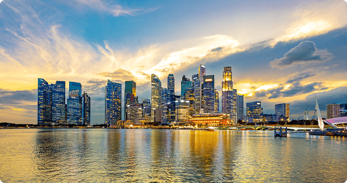 Singapore skyline at sunset